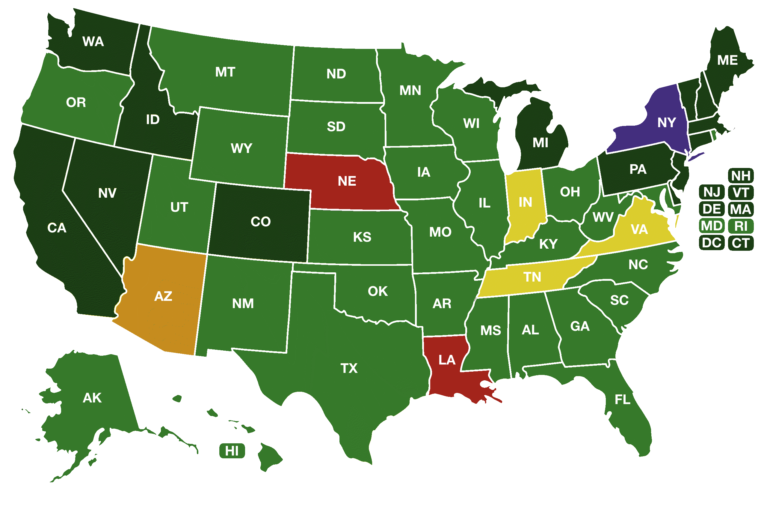 US Surrogacy Law Map